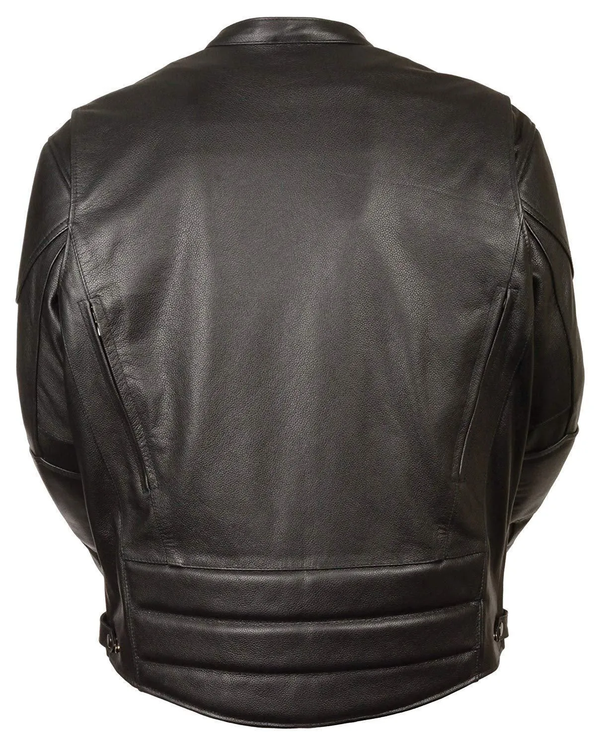 Milwaukee Leather Men's Vented Black Leather Scooter Jacket with Kidney Padding and Gun Pockets