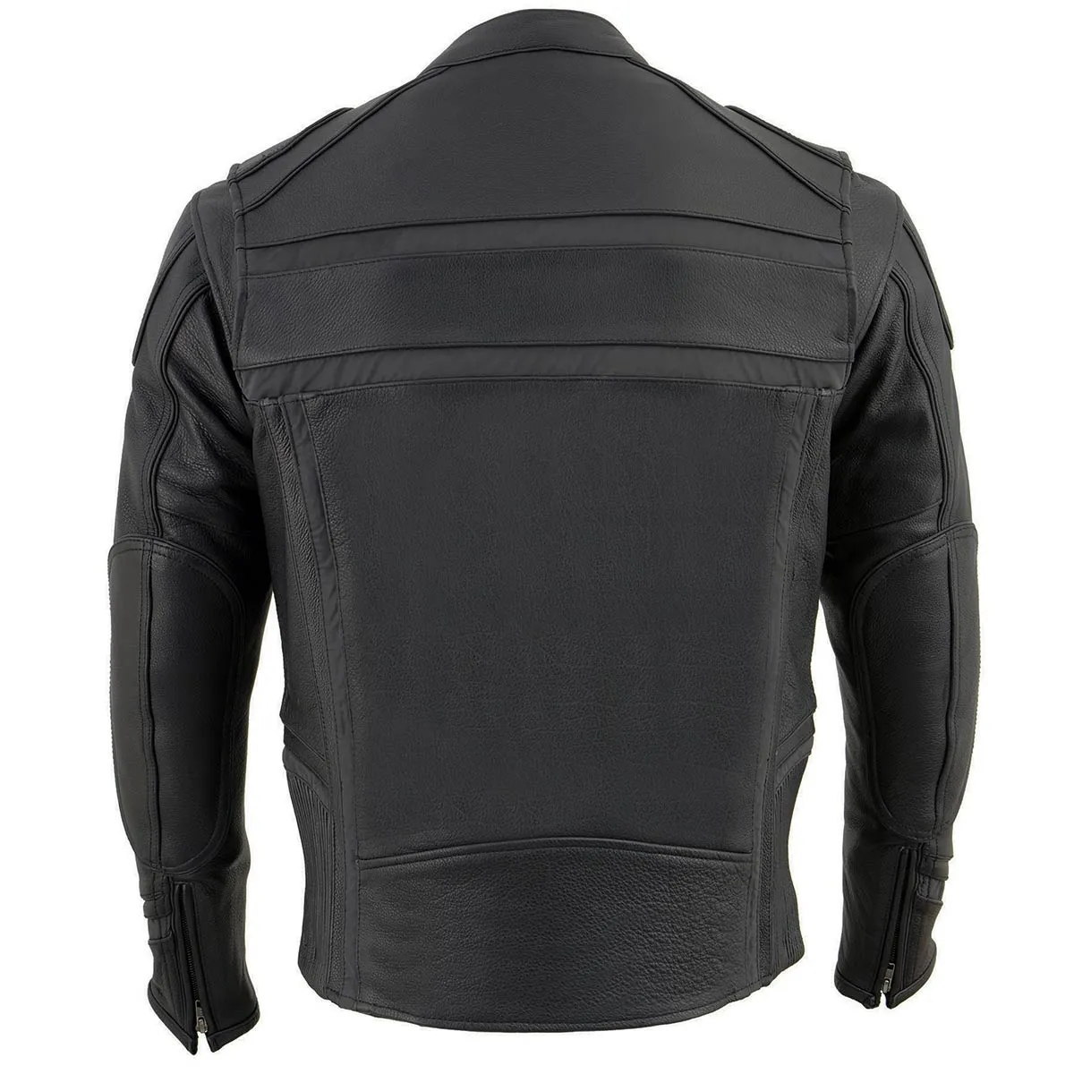 Milwaukee Leather ML2083 Men's Black Premium Leather Vented Motorcycle Rider Jacket w/ Reflective Piping