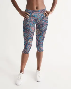 Perfect Paisley Women's Mid-Rise Capri Leggings