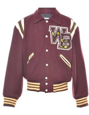 Popper Front Maroon & Yellow Varsity Jacket - L