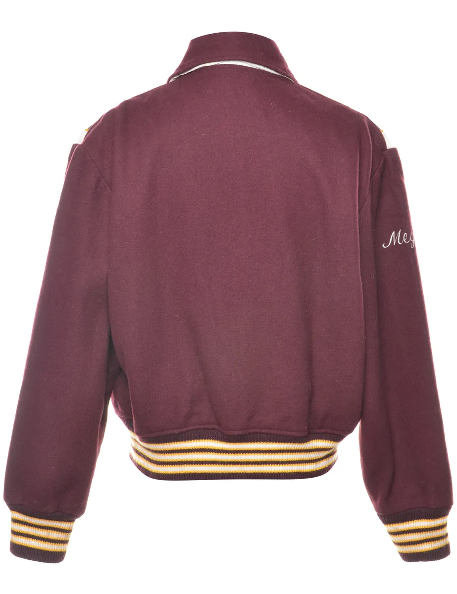 Popper Front Maroon & Yellow Varsity Jacket - L