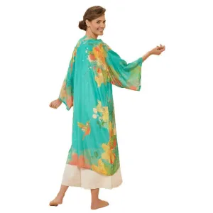 Powder Hummingbird Kimono Gown - Aqua Blue