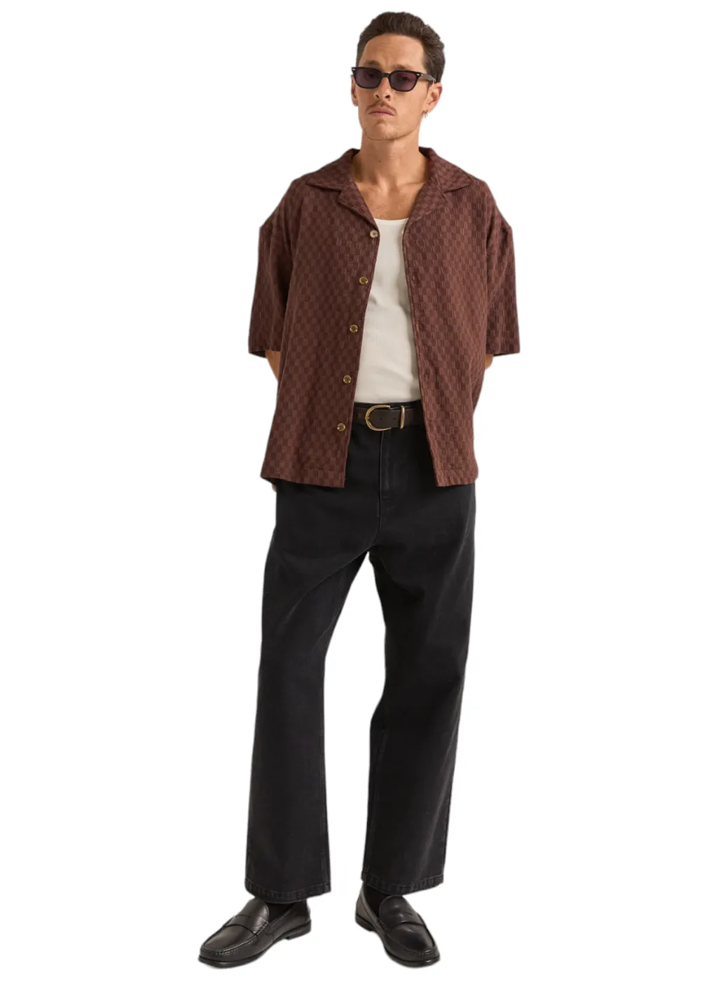 Rhythm - Relaxed Texture S/S Shirt - Chocolate