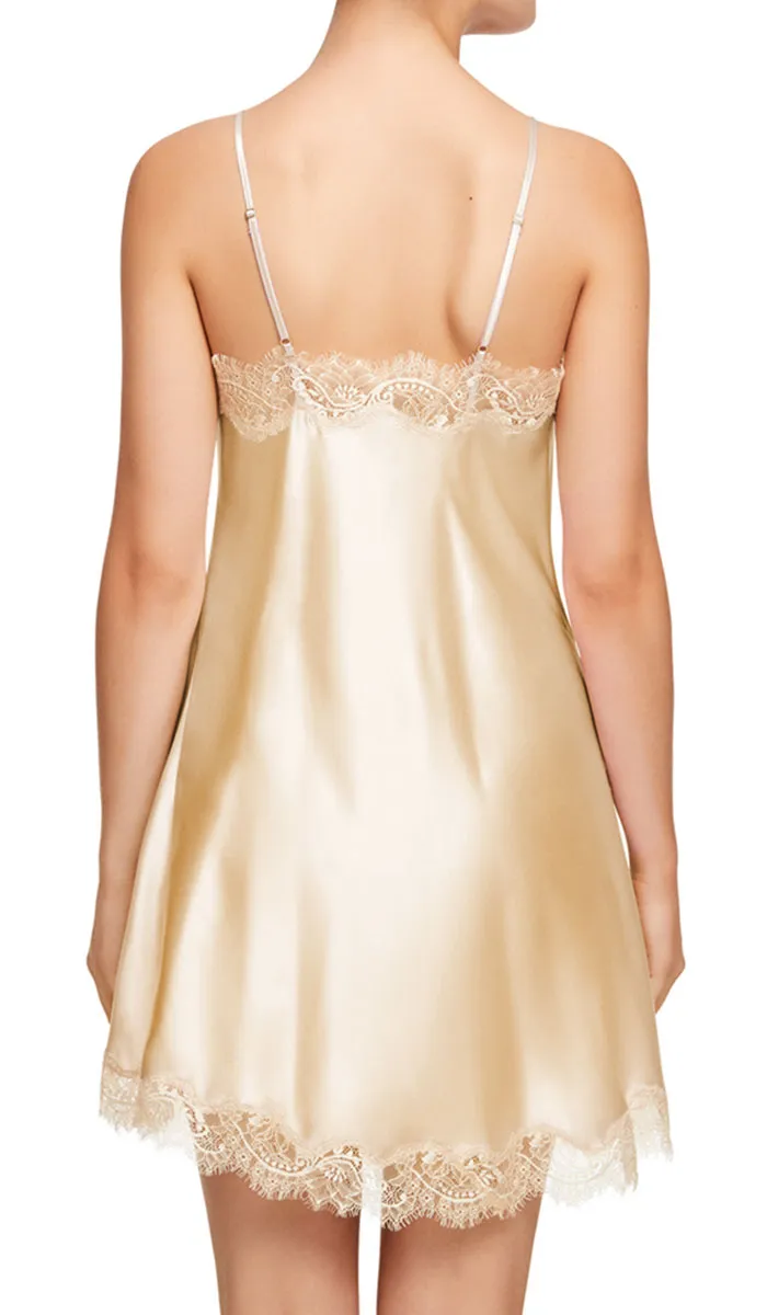 Sainted Sisters 100% Silk Chemise with Lace in Shell Scarlett L32002 SALE