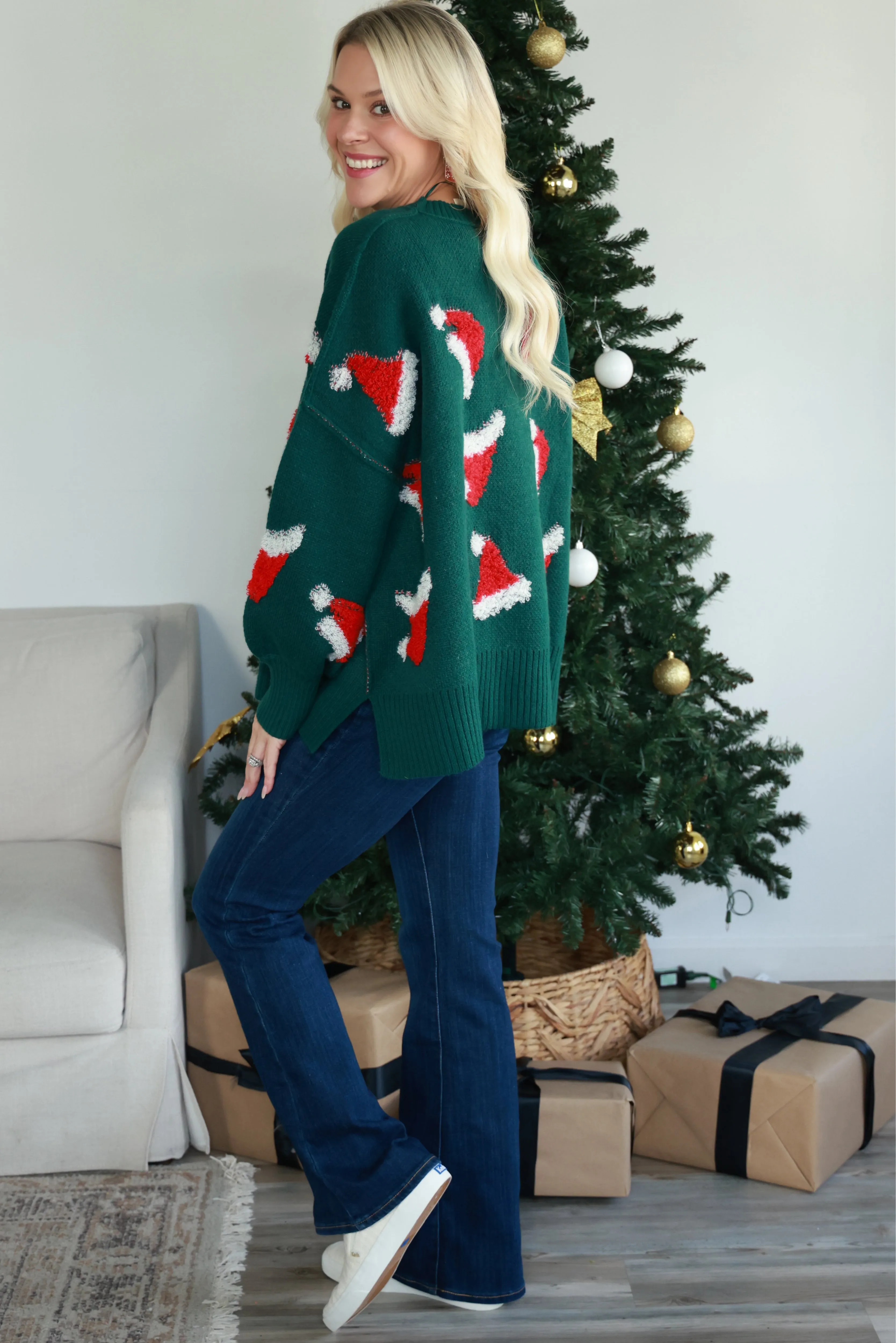 Santa Hat Oversized Sweatshirt