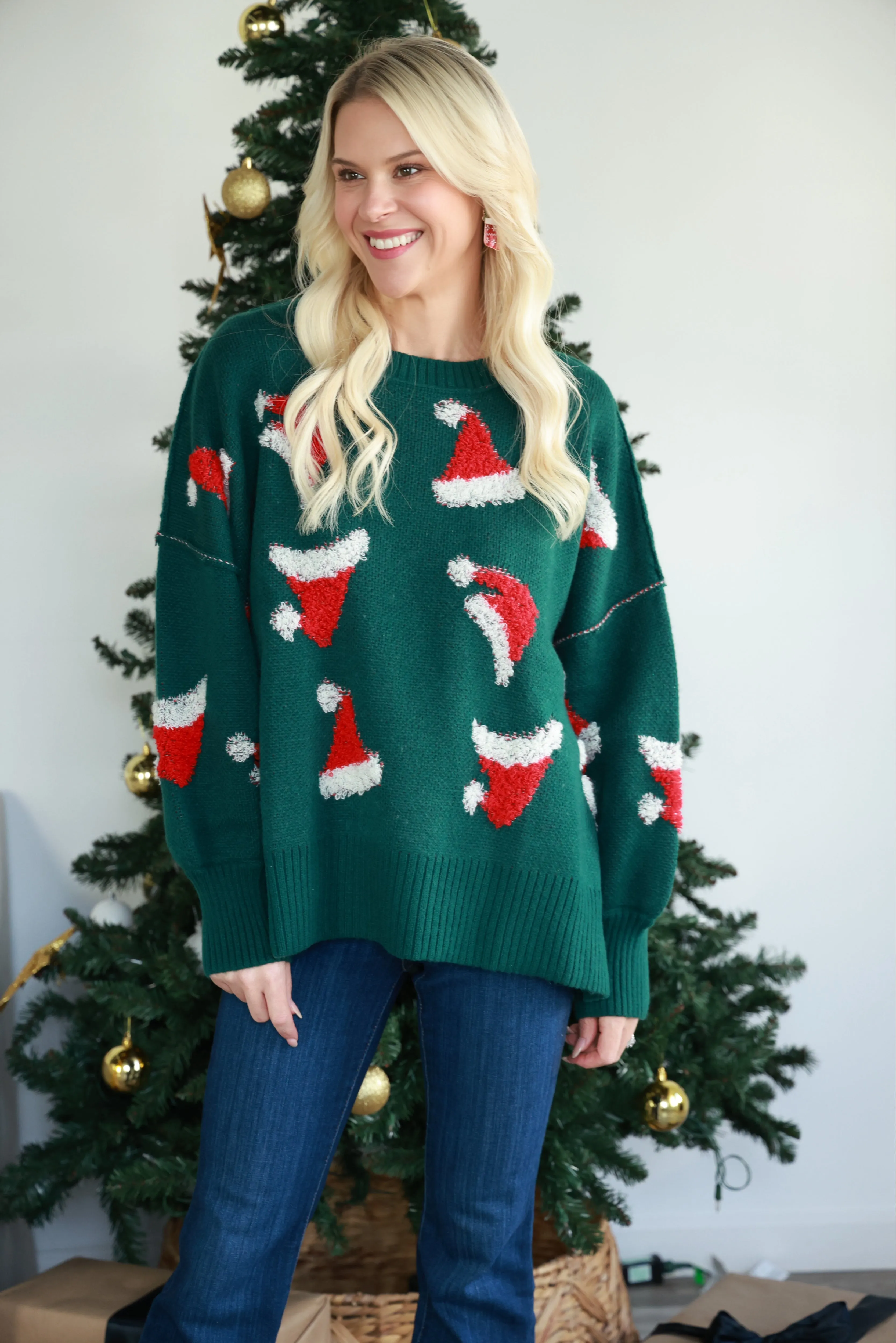 Santa Hat Oversized Sweatshirt