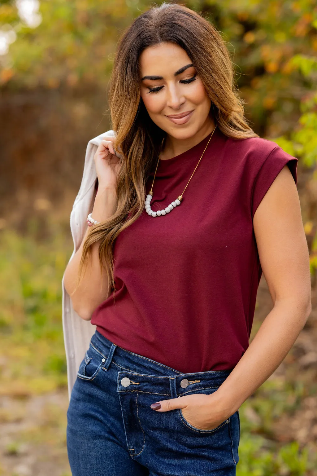 Side Slit Cap Sleeve Tee