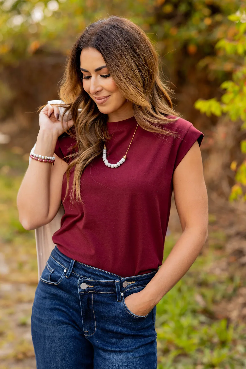 Side Slit Cap Sleeve Tee