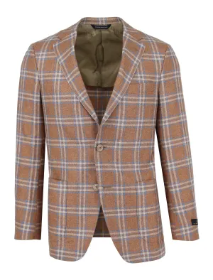 Silk & Cashmere Rust Window Pane Check Sport Coat