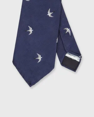 Silk Club Tie in Navy/White/Sky Swallow