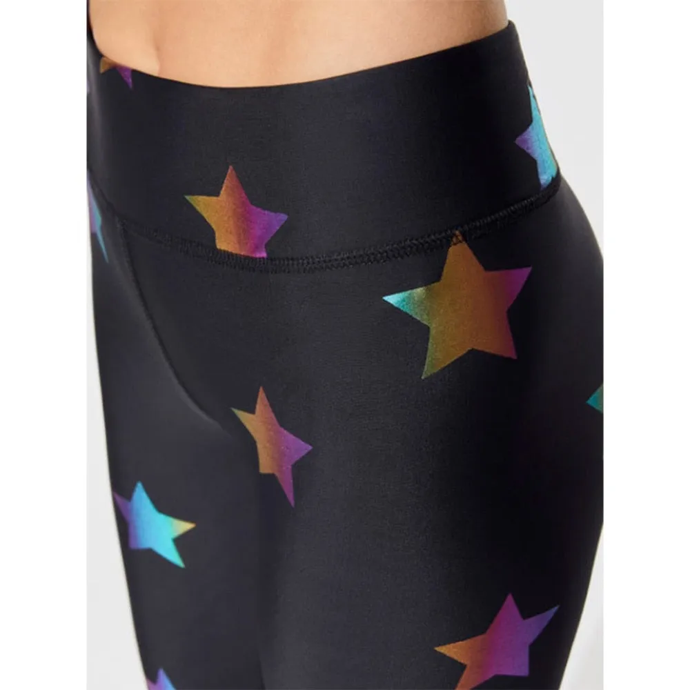 Stars Pattern Digital Printed Skinny Breathable Leggings For Ladies