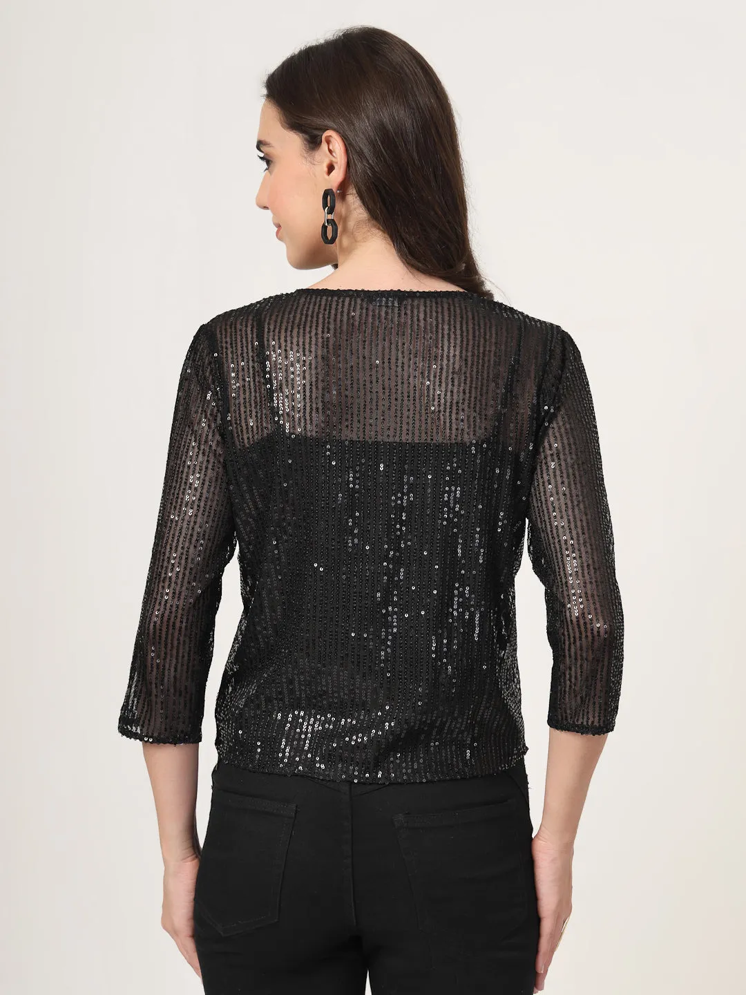 Style Quotient Black on Black Sequins shrug