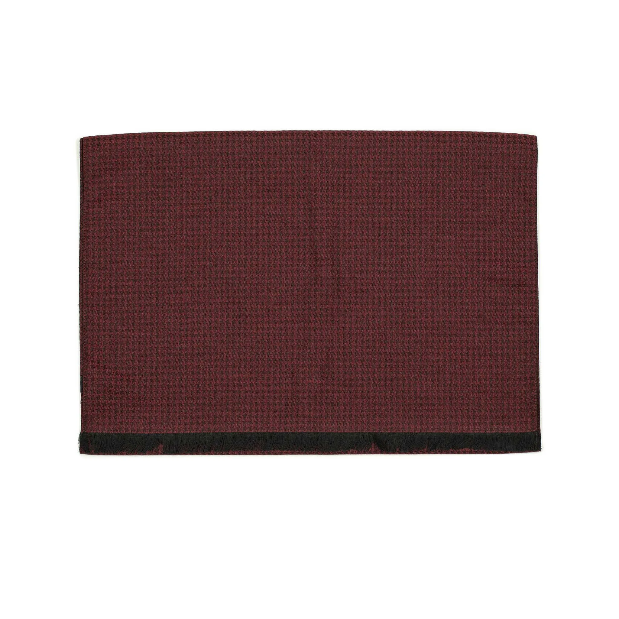 Tonal houndstooth scarf, burgundy wool and silk