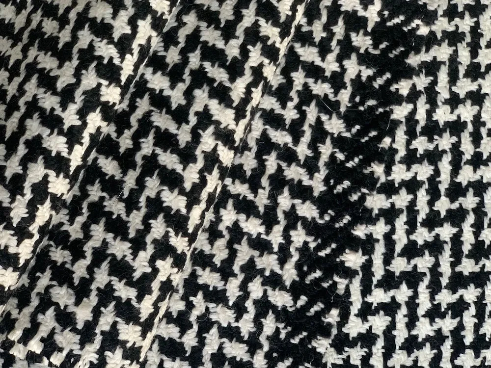 Valentino Striking Black & White Houndstooth Wool Coating (Made in Italy)