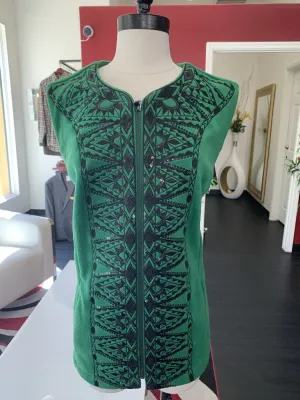 Vintage Bob Mackie Green /Black Design Vest