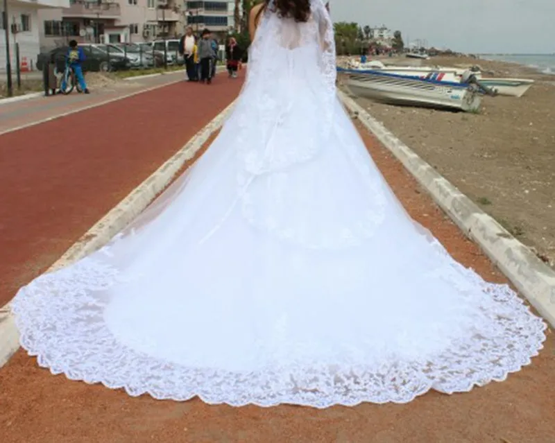 Vintage Inspired Strapless Lace Applique Wedding Gown