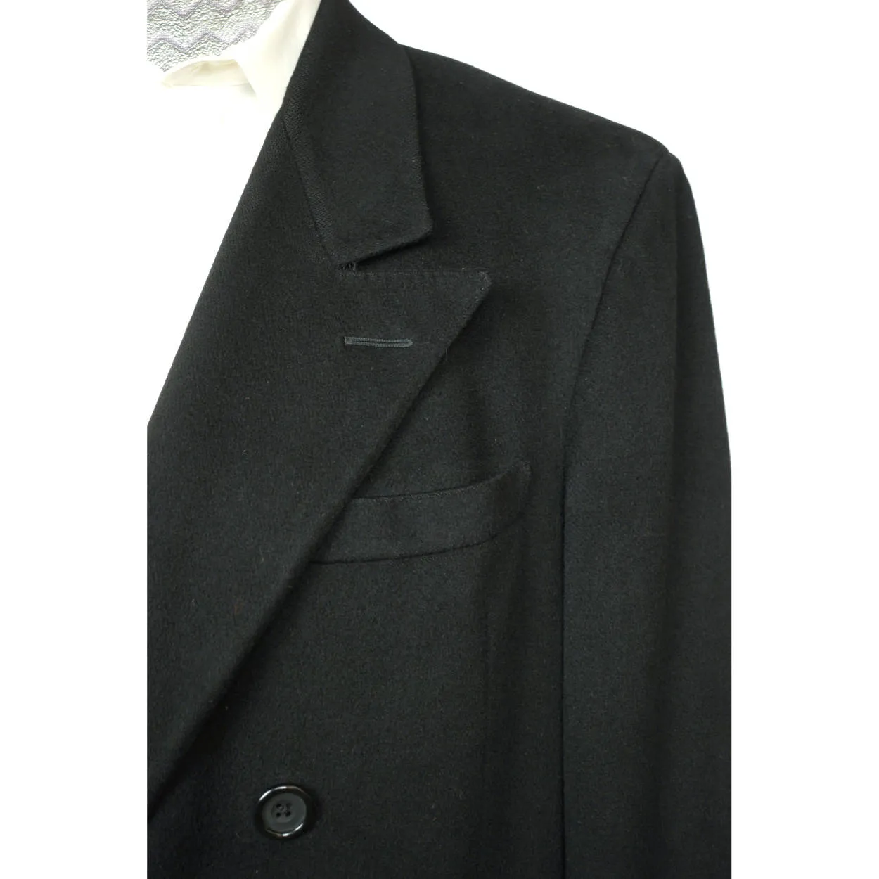 Vintage Mens Overcoat 100% Pure Cashmere Black Coat Size 44R Made in Canada