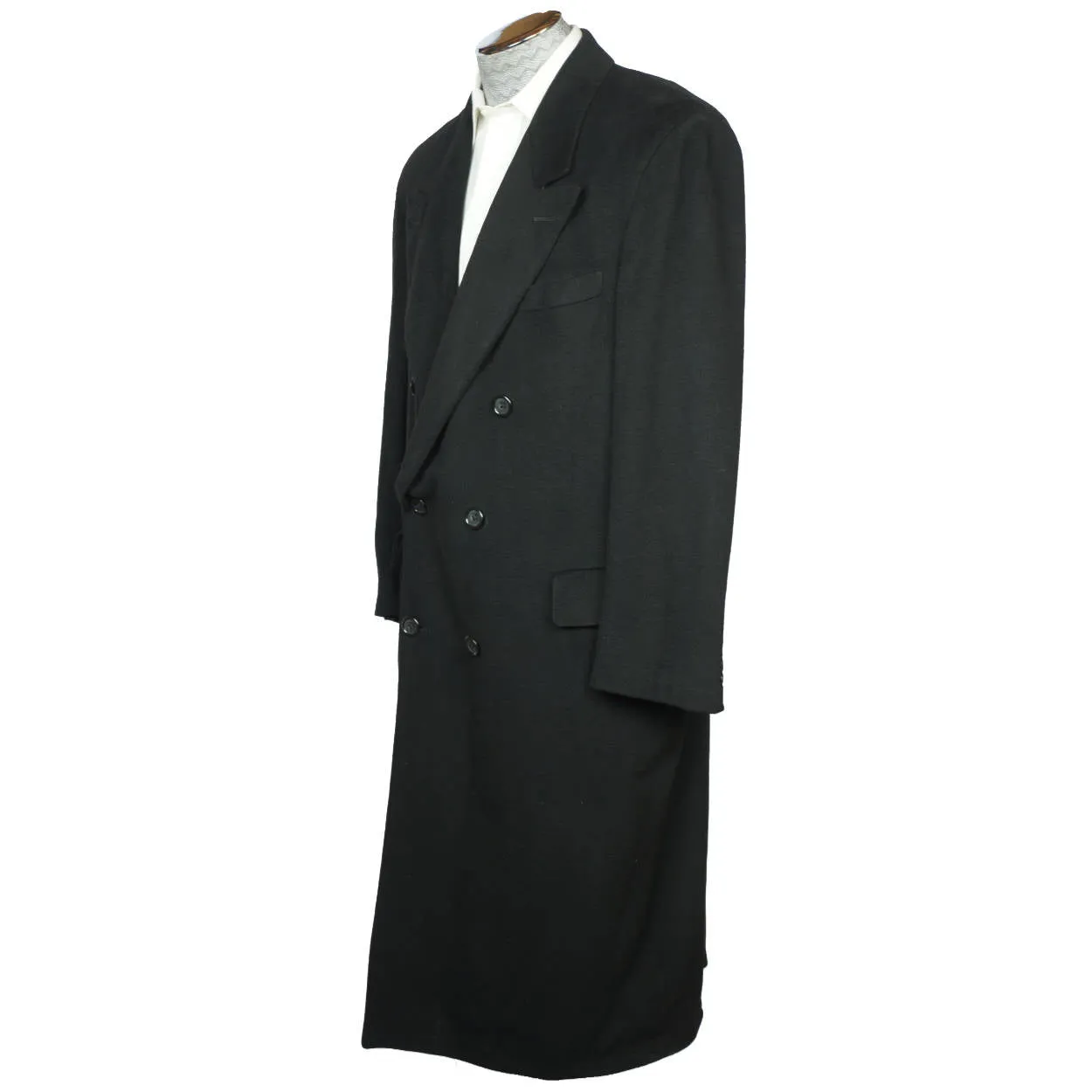 Vintage Mens Overcoat 100% Pure Cashmere Black Coat Size 44R Made in Canada