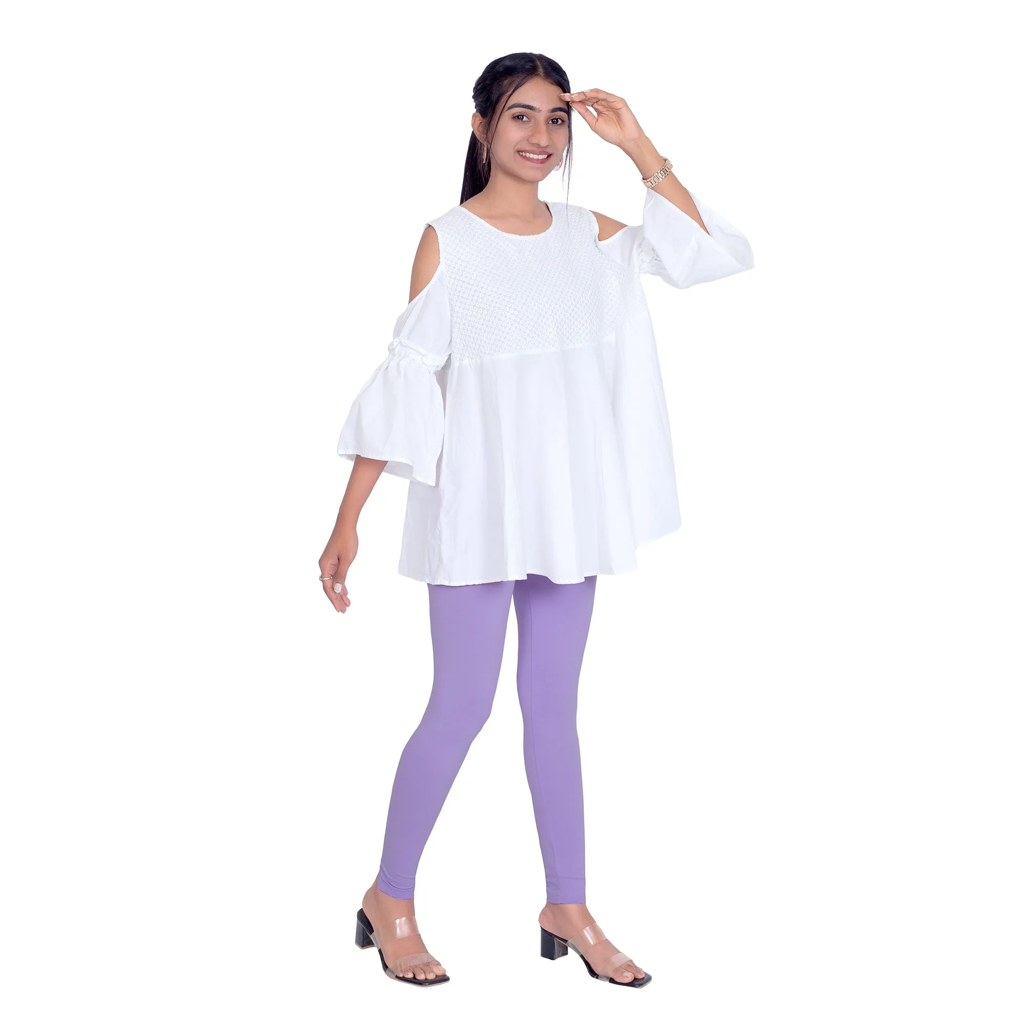 Women Lilac Breathable Long Length Legging