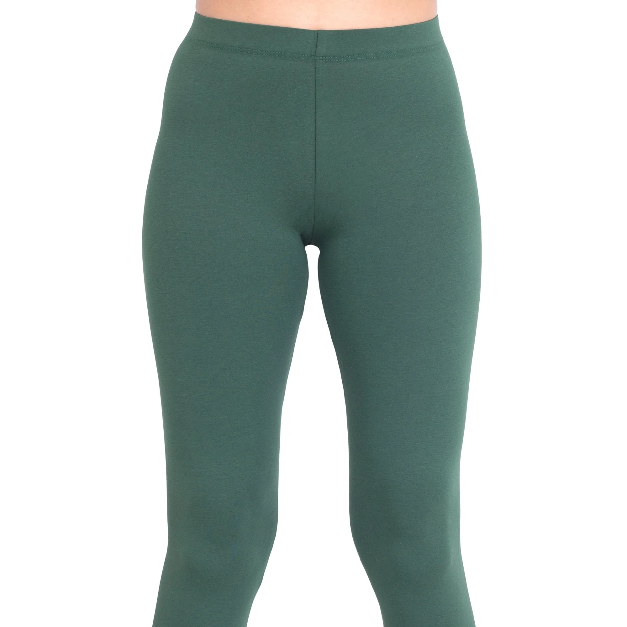 Women Moss Green Breathable Long Length Legging