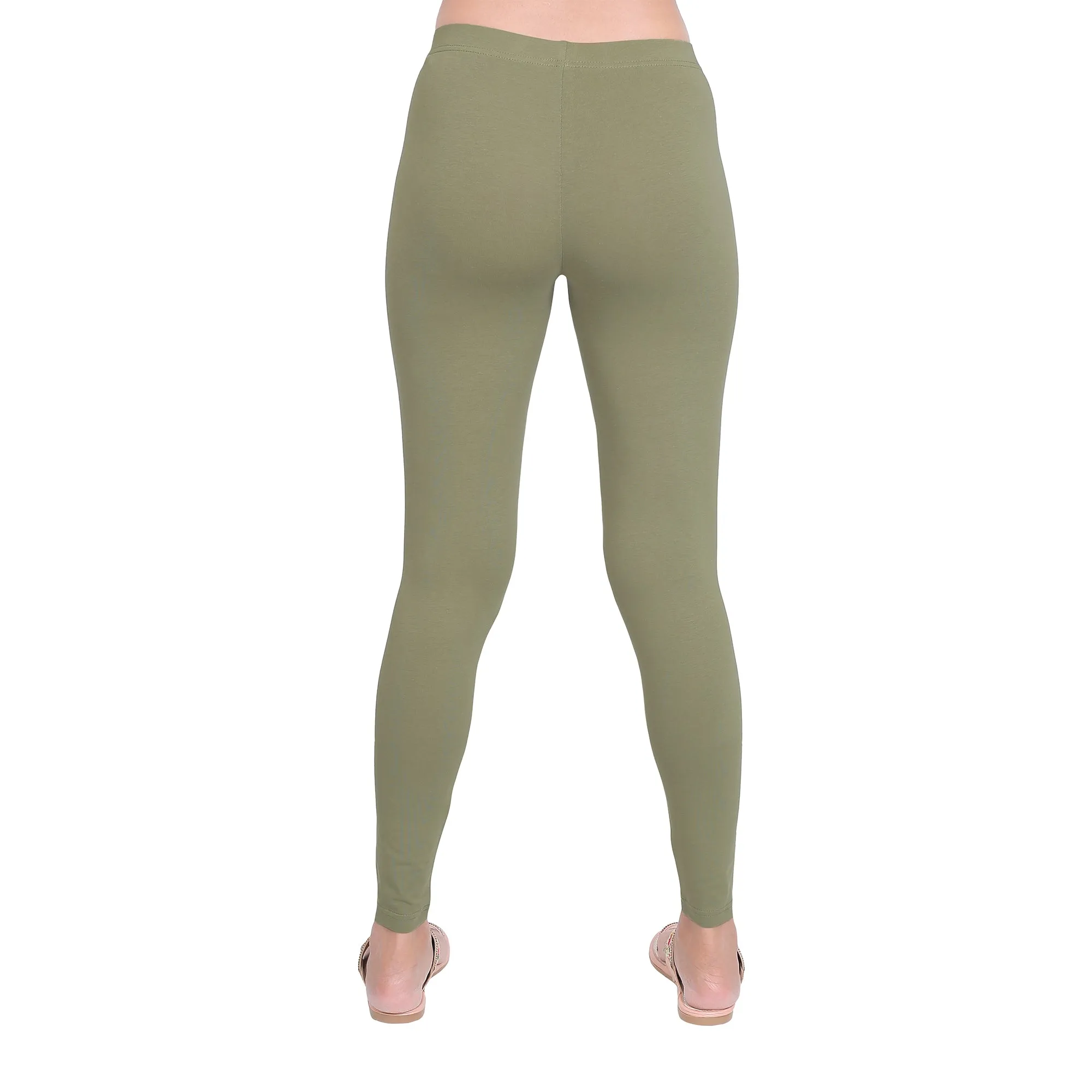 Women Olive Breathable Long Length Legging