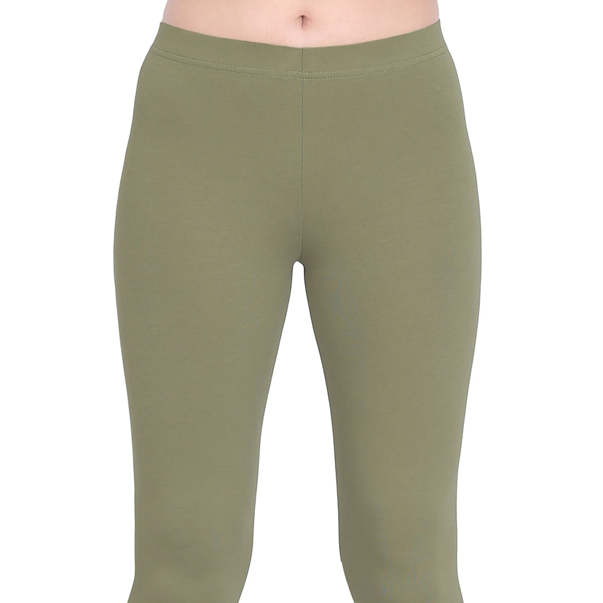 Women Olive Breathable Long Length Legging