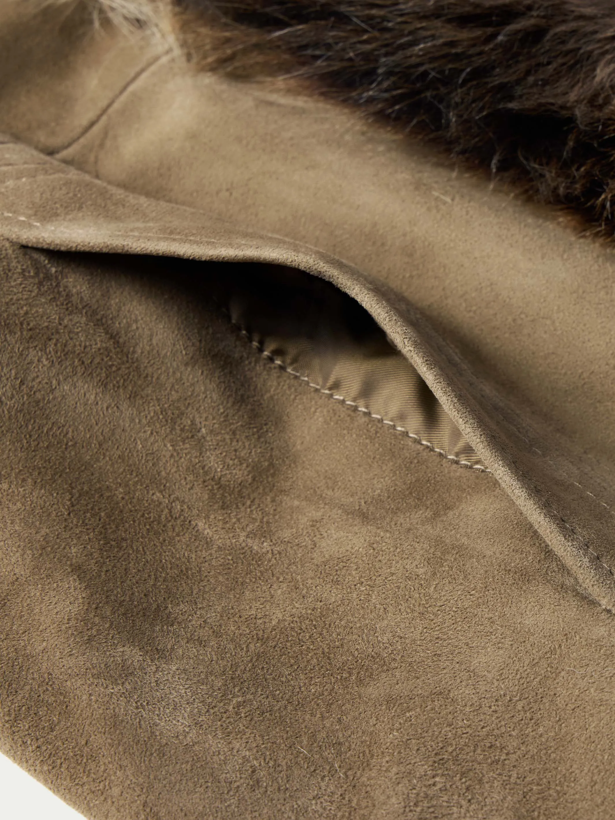 Women's Suede Coat With Toscana Shearling Collar